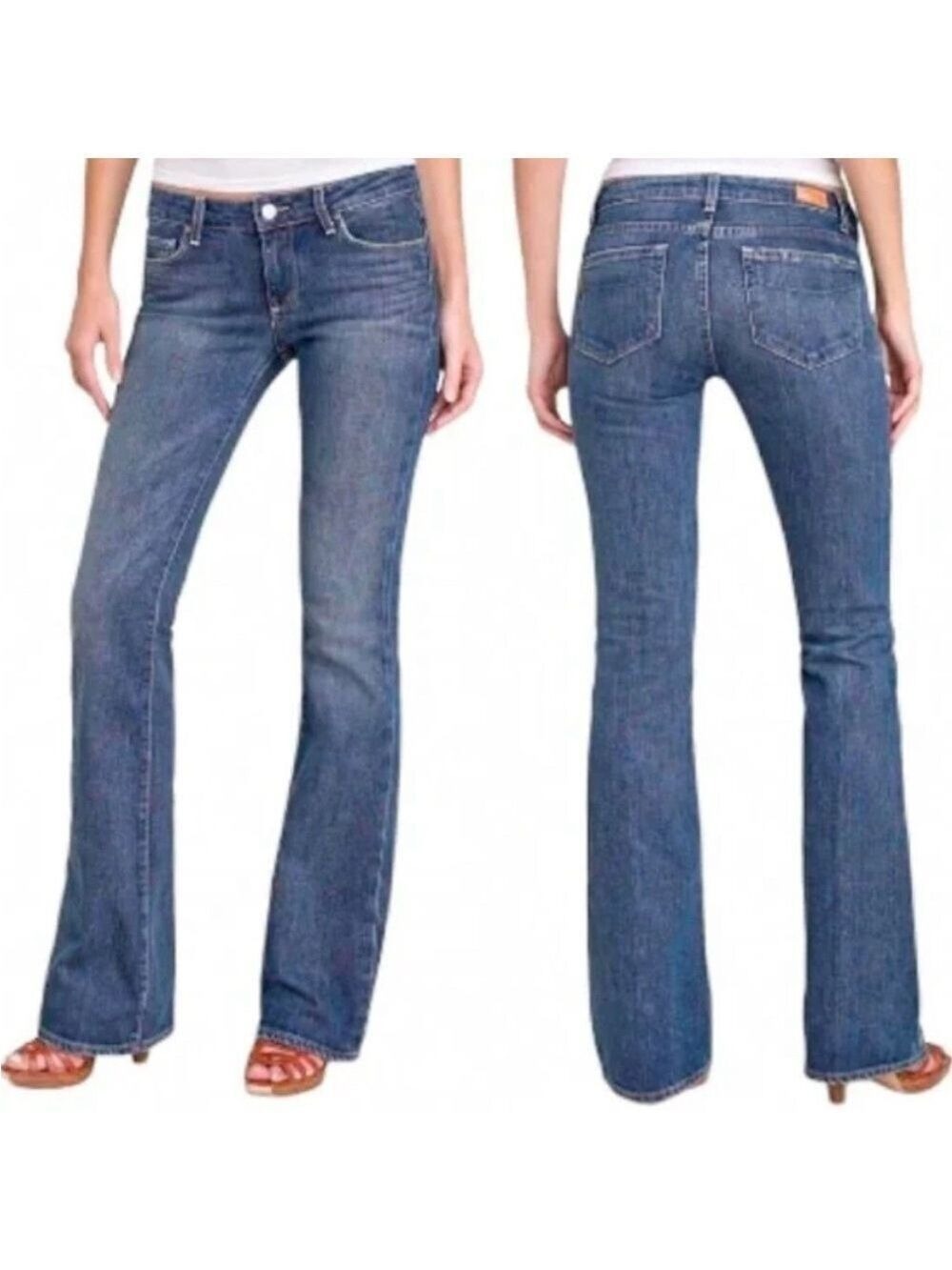 Paige Hollywood Hill Classic Blue denim mid rise flare Jeans size 30 - Picture 1 of 7